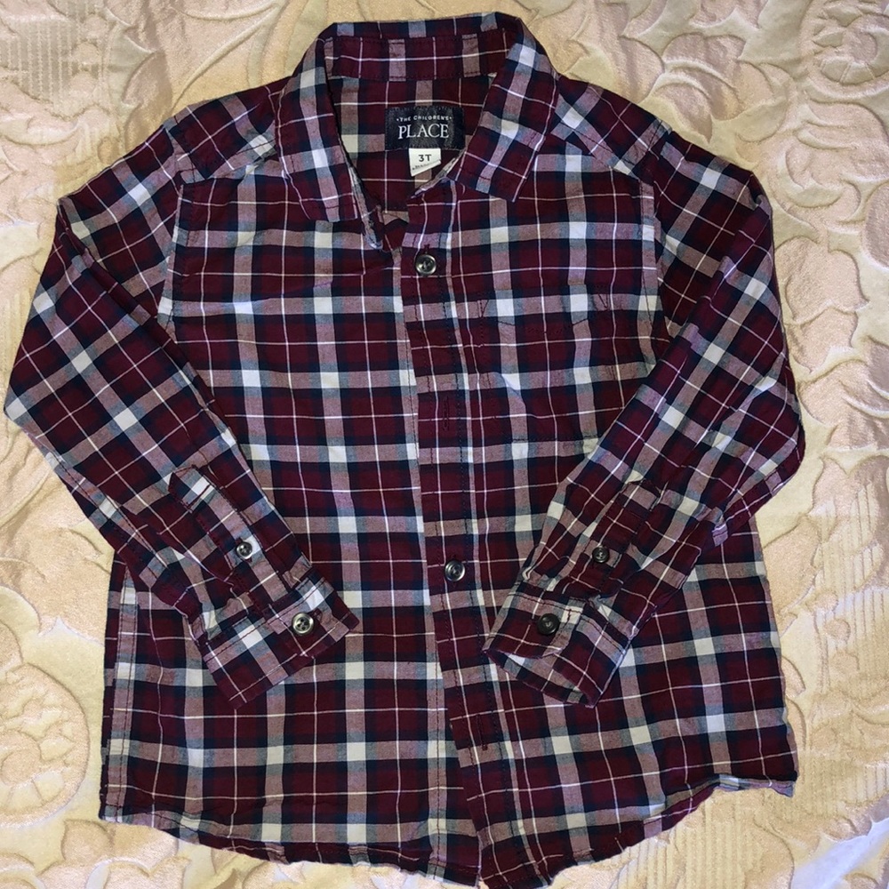 Burgundy and navy button down shirt